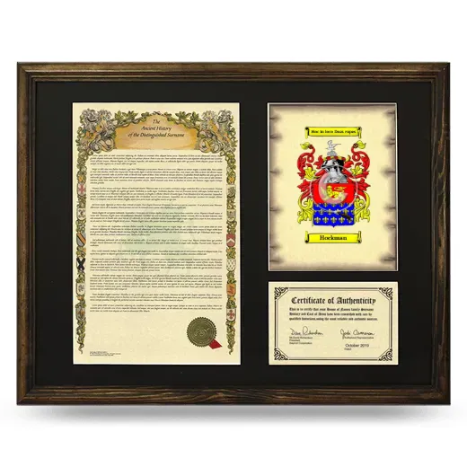 Hockman Framed Surname History and Coat of Arms - Brown