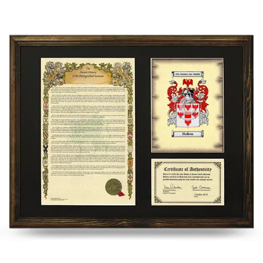 Holten Framed Surname History and Coat of Arms - Brown