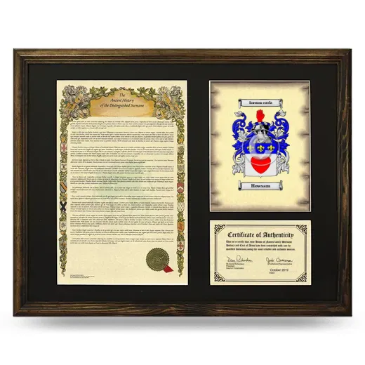 Howsam Framed Surname History and Coat of Arms - Brown