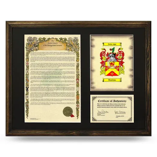 Howton Framed Surname History and Coat of Arms - Brown