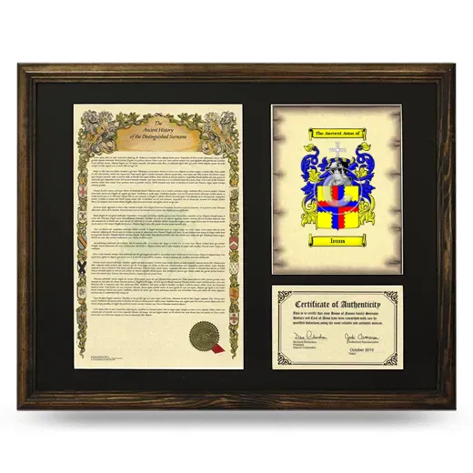 Irons Framed Surname History and Coat of Arms - Brown
