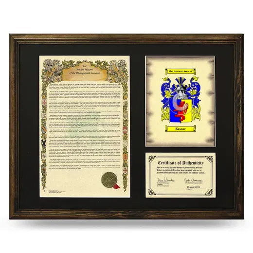 Kassar Framed Surname History and Coat of Arms - Brown