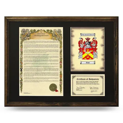 Kene Framed Surname History and Coat of Arms - Brown