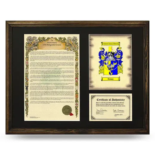 Kenny Framed Surname History and Coat of Arms - Brown