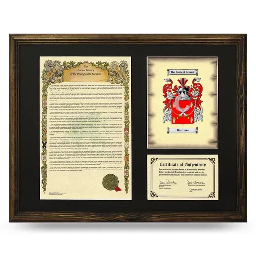 Kinross Framed Surname History and Coat of Arms - Brown