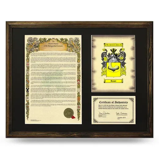 Krout Framed Surname History and Coat of Arms - Brown
