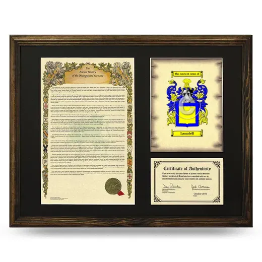 Lansdell Framed Surname History and Coat of Arms - Brown