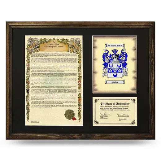 Lapine Framed Surname History and Coat of Arms - Brown
