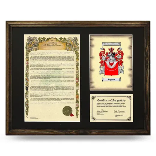 Lappin Framed Surname History and Coat of Arms - Brown
