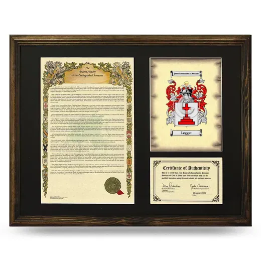 Legget Framed Surname History and Coat of Arms - Brown