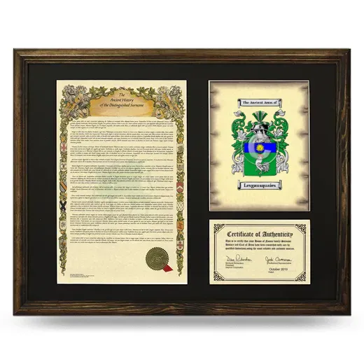 Lesgausquaies Framed Surname History and Coat of Arms - Brown
