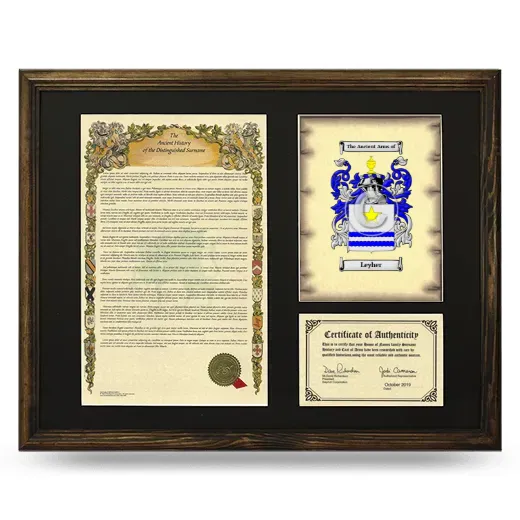 Leyher Framed Surname History and Coat of Arms - Brown
