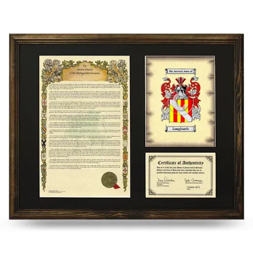 Longhorth Framed Surname History and Coat of Arms - Brown