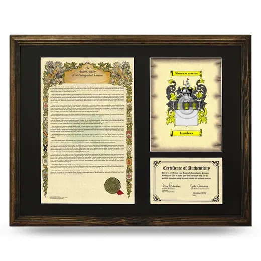 Loveless Framed Surname History and Coat of Arms - Brown