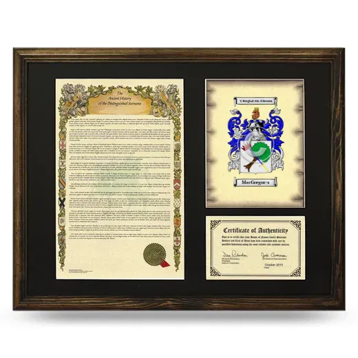 MacGregor-s Framed Surname History and Coat of Arms - Brown
