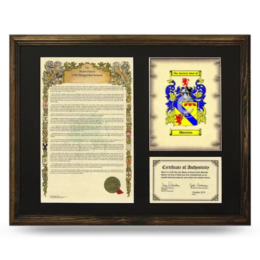 Maestro Framed Surname History and Coat of Arms - Brown