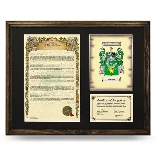 Mannis Framed Surname History and Coat of Arms - Brown