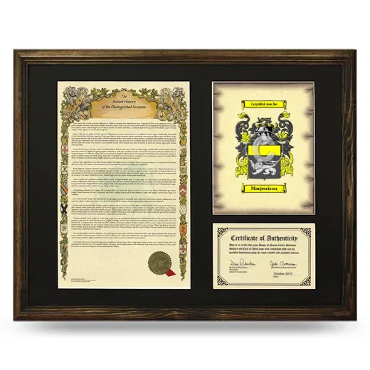 Marjerrison Framed Surname History and Coat of Arms - Brown
