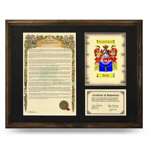 Massai Framed Surname History and Coat of Arms - Brown