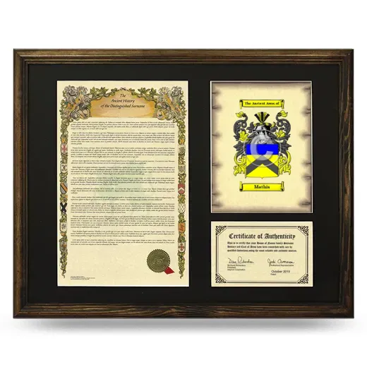 Mathis Framed Surname History and Coat of Arms - Brown