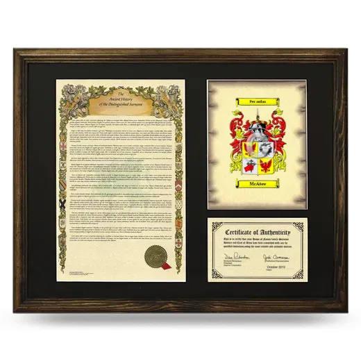 McAtee Framed Surname History and Coat of Arms - Brown