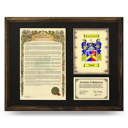 McKail Framed Surname History and Coat of Arms - Brown