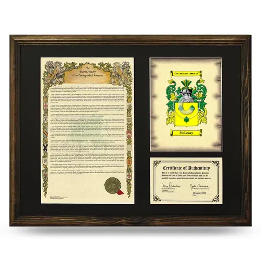 McLeary Framed Surname History and Coat of Arms - Brown