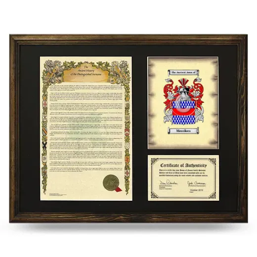 Merriken Framed Surname History and Coat of Arms - Brown