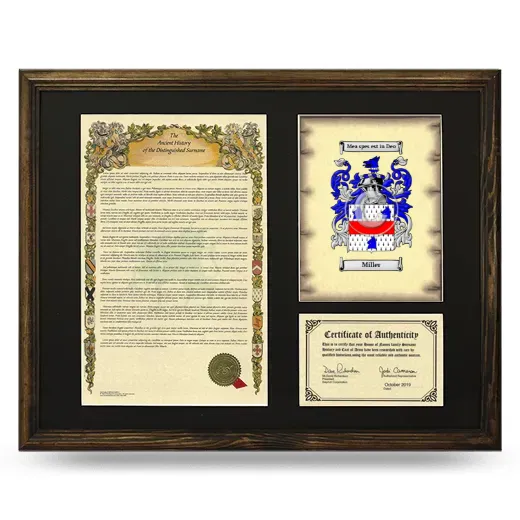 Miller Framed Surname History and Coat of Arms - Brown