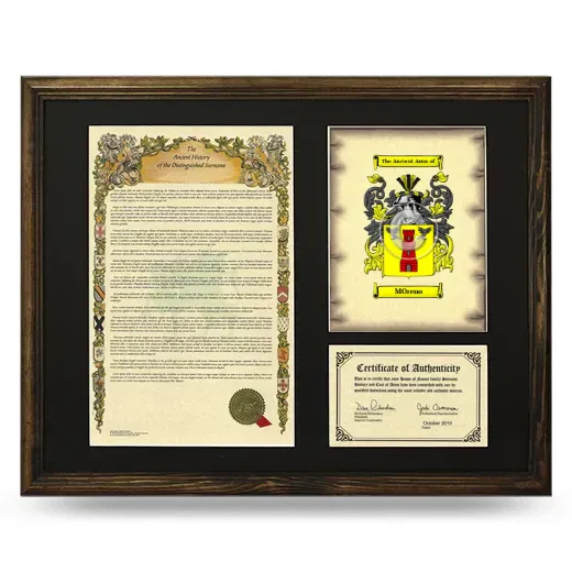 Moreno Framed Surname History and Coat of Arms - Brown