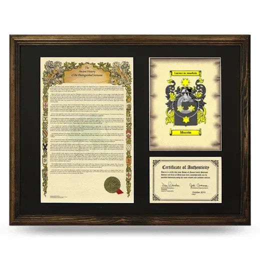 Murrin Framed Surname History and Coat of Arms - Brown