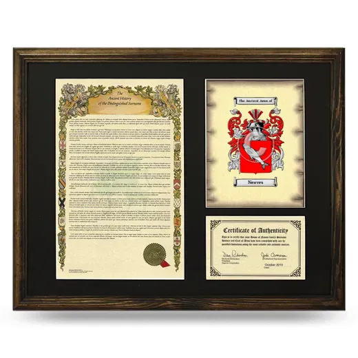 Neaves Framed Surname History and Coat of Arms - Brown