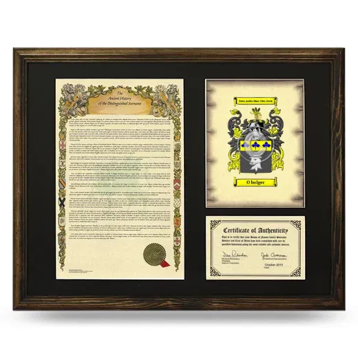 O bolger Framed Surname History and Coat of Arms - Brown