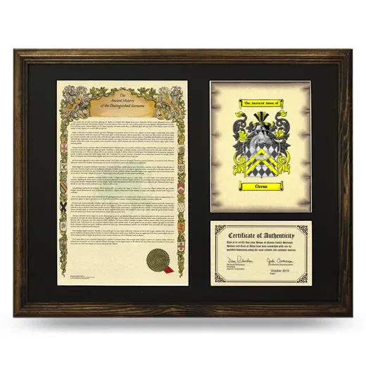 Orem Framed Surname History and Coat of Arms - Brown