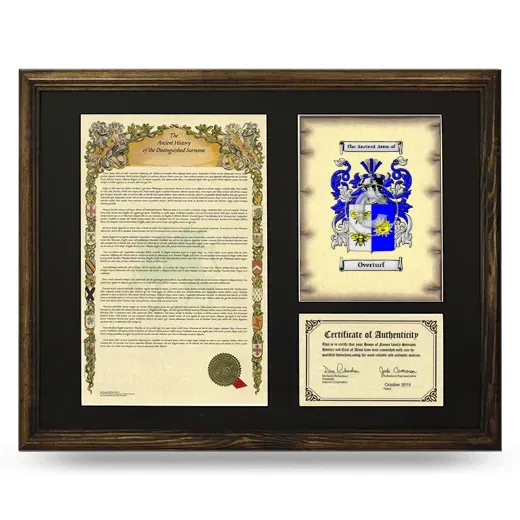Overturf Framed Surname History and Coat of Arms - Brown