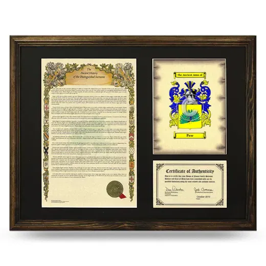 Paw Framed Surname History and Coat of Arms - Brown