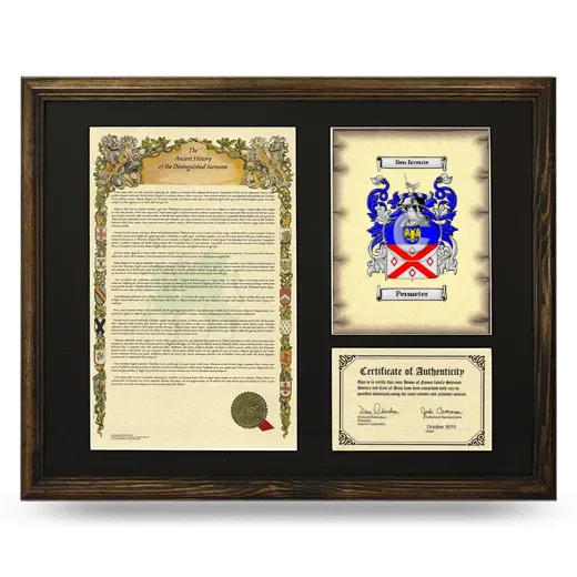 Permeter Framed Surname History and Coat of Arms - Brown