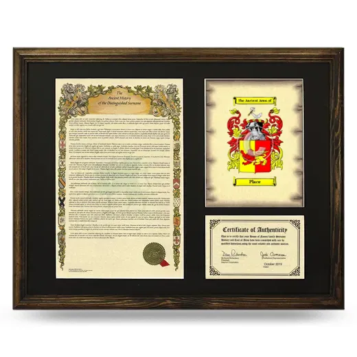 Place Framed Surname History and Coat of Arms - Brown