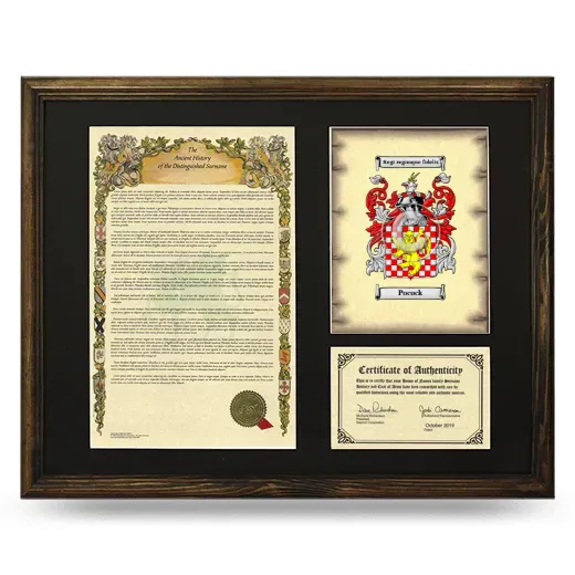 Pocock Framed Surname History and Coat of Arms - Brown