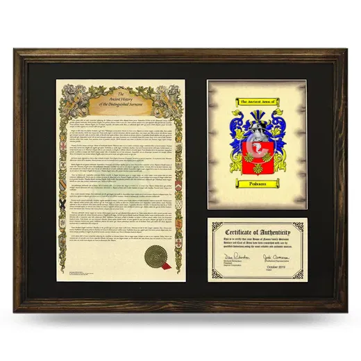 Poisson Framed Surname History and Coat of Arms - Brown