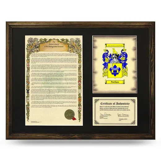 Porthan Framed Surname History and Coat of Arms - Brown
