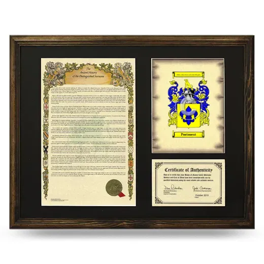 Portment Framed Surname History and Coat of Arms - Brown