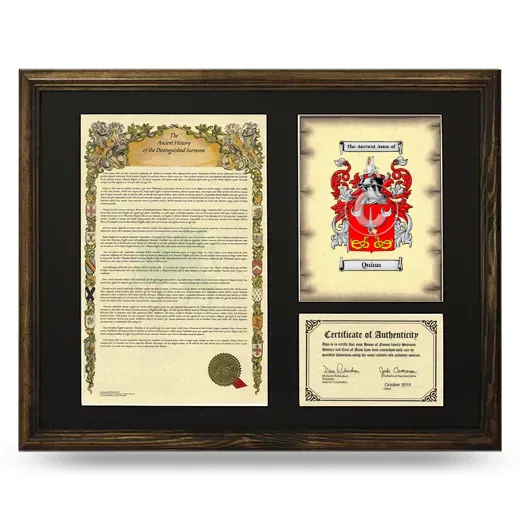 Quinn Framed Surname History and Coat of Arms - Brown
