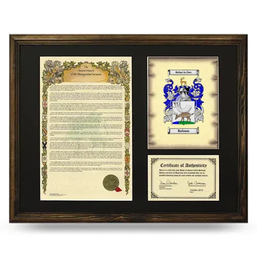 Raborn Framed Surname History and Coat of Arms - Brown