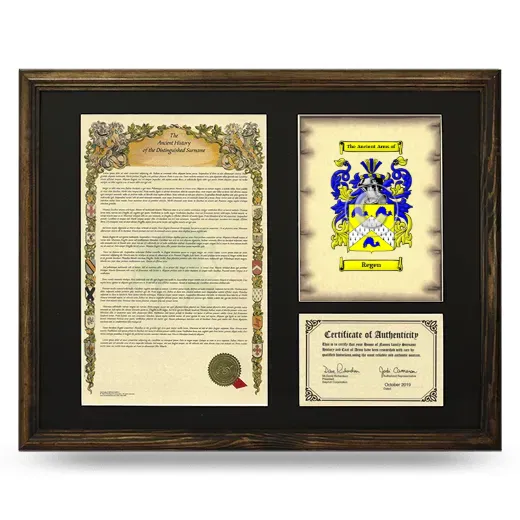 Regen Framed Surname History and Coat of Arms - Brown