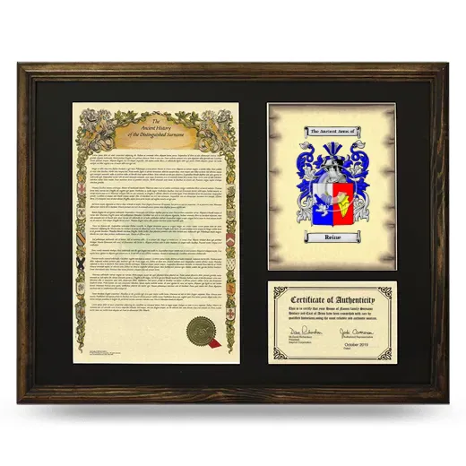 Reine Framed Surname History and Coat of Arms - Brown