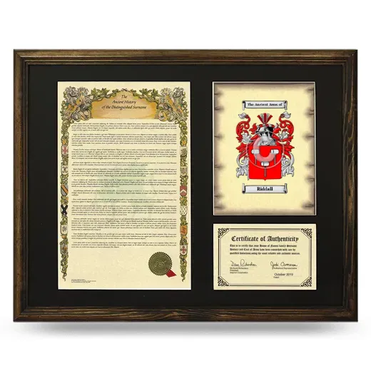 Riddall Framed Surname History and Coat of Arms - Brown