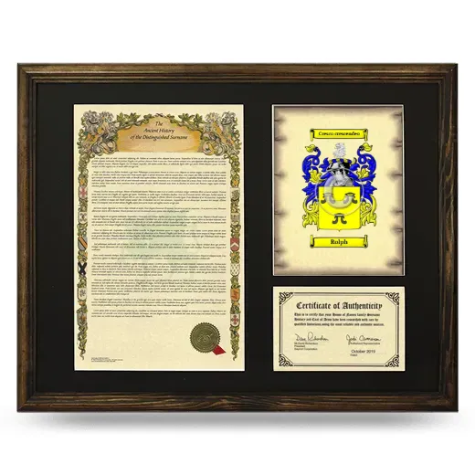 Rolph Framed Surname History and Coat of Arms - Brown