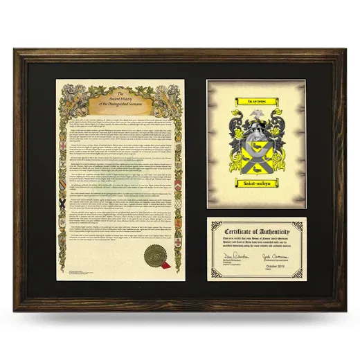 Saint-aubyn Framed Surname History and Coat of Arms - Brown