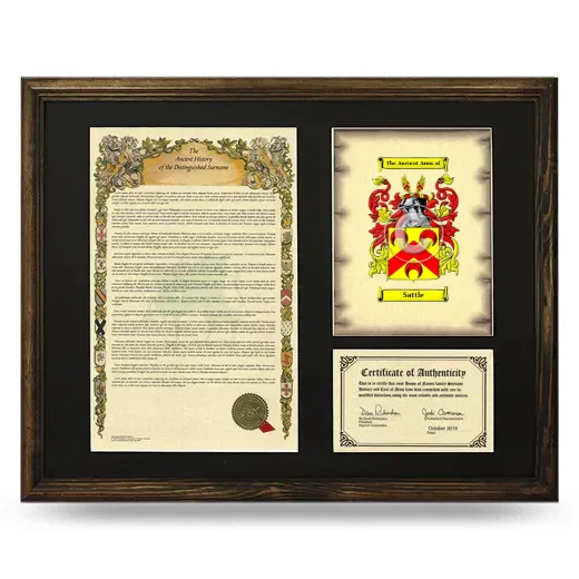 Sattle Framed Surname History and Coat of Arms - Brown